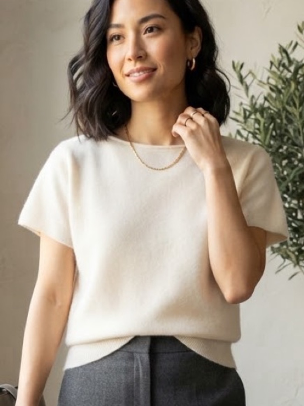 Banana Republic 100% Cashmere Super Soft Short-Sleeve Sweater Business Casual XS